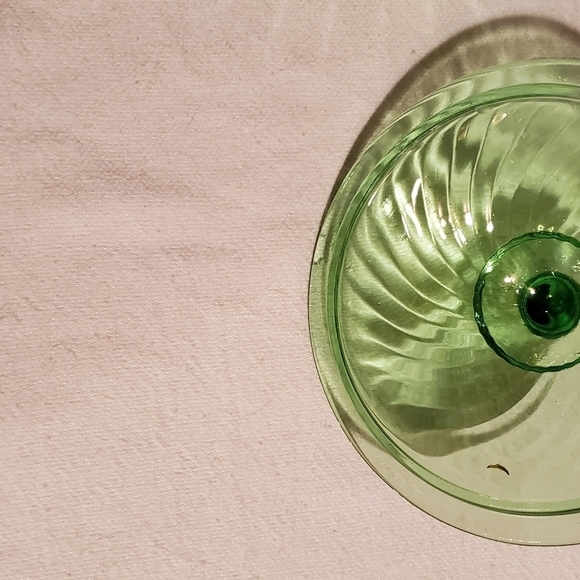 Vintage Spiral Green Hocking Glass Bowl (1928-30) with Lid Depression Glass - Picture 11 of 15